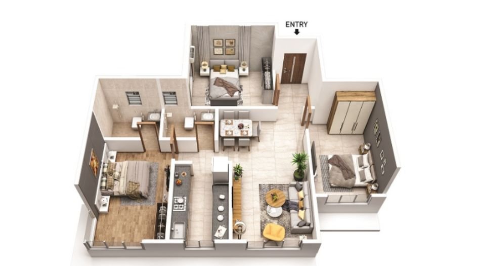 Makwise- Anuvidnyan-3BHK-3D-View